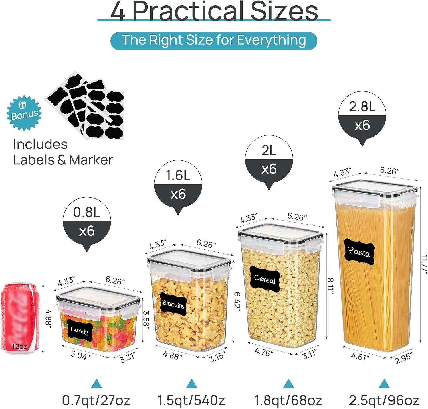 Vtopmart Airtight Food Storage - Snacks Food Labels recension och pris