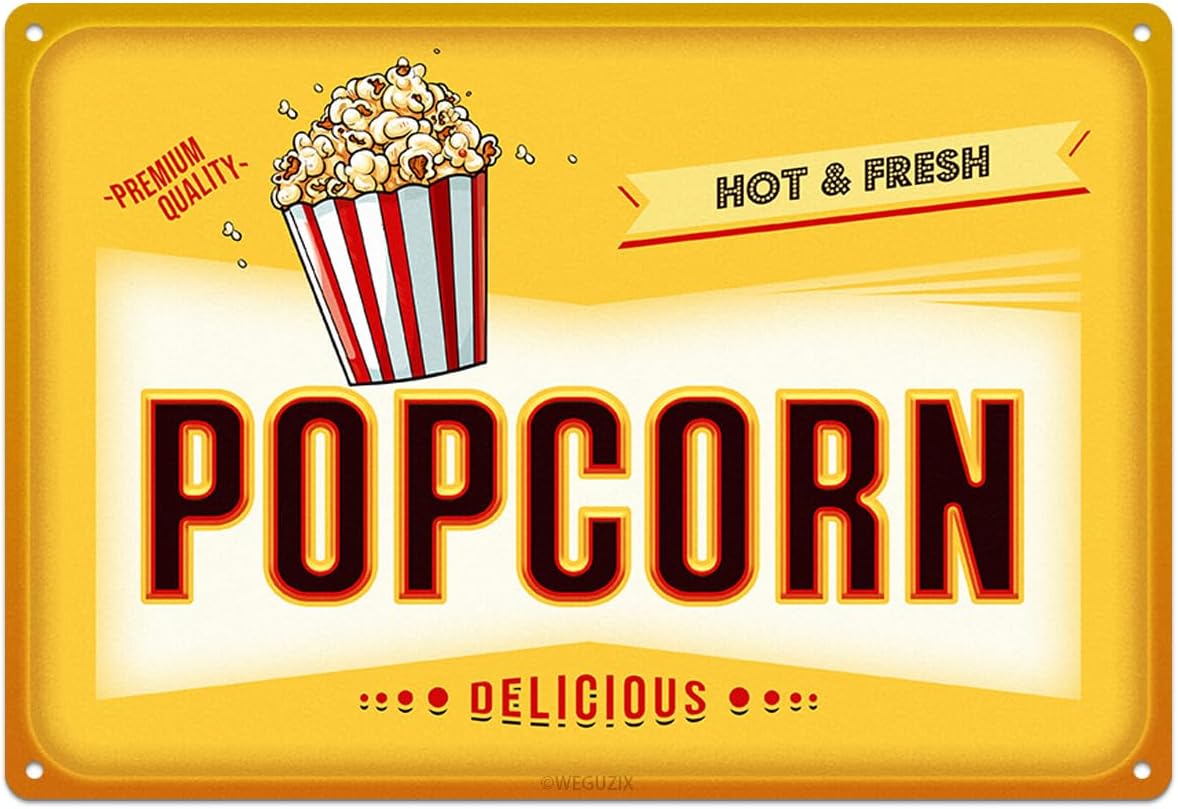 Funny Popcorn Metal Sign Retro - Food Snacks Corner recension och pris