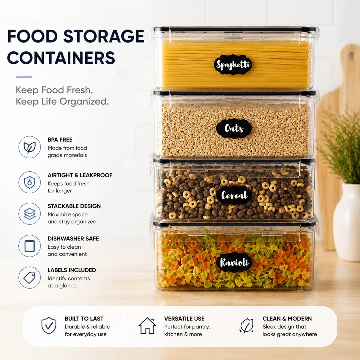 8PCS Airtight Food Storage Con - Snacks Food Labels recension och pris