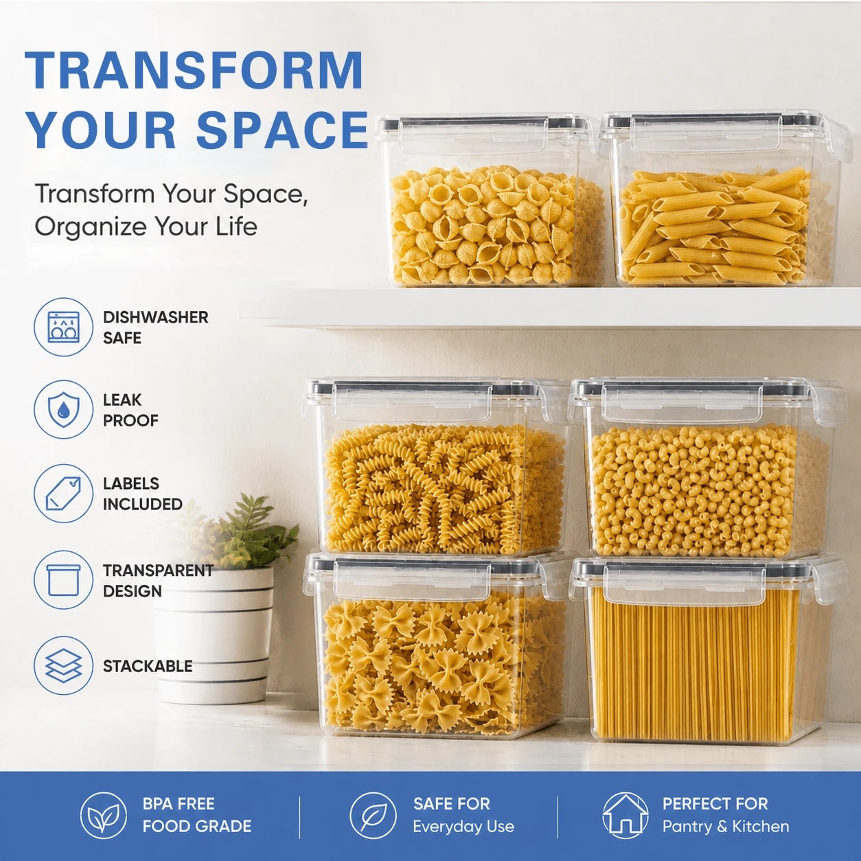8PCS Airtight Food Storage Con - Snacks Food Labels recension och pris